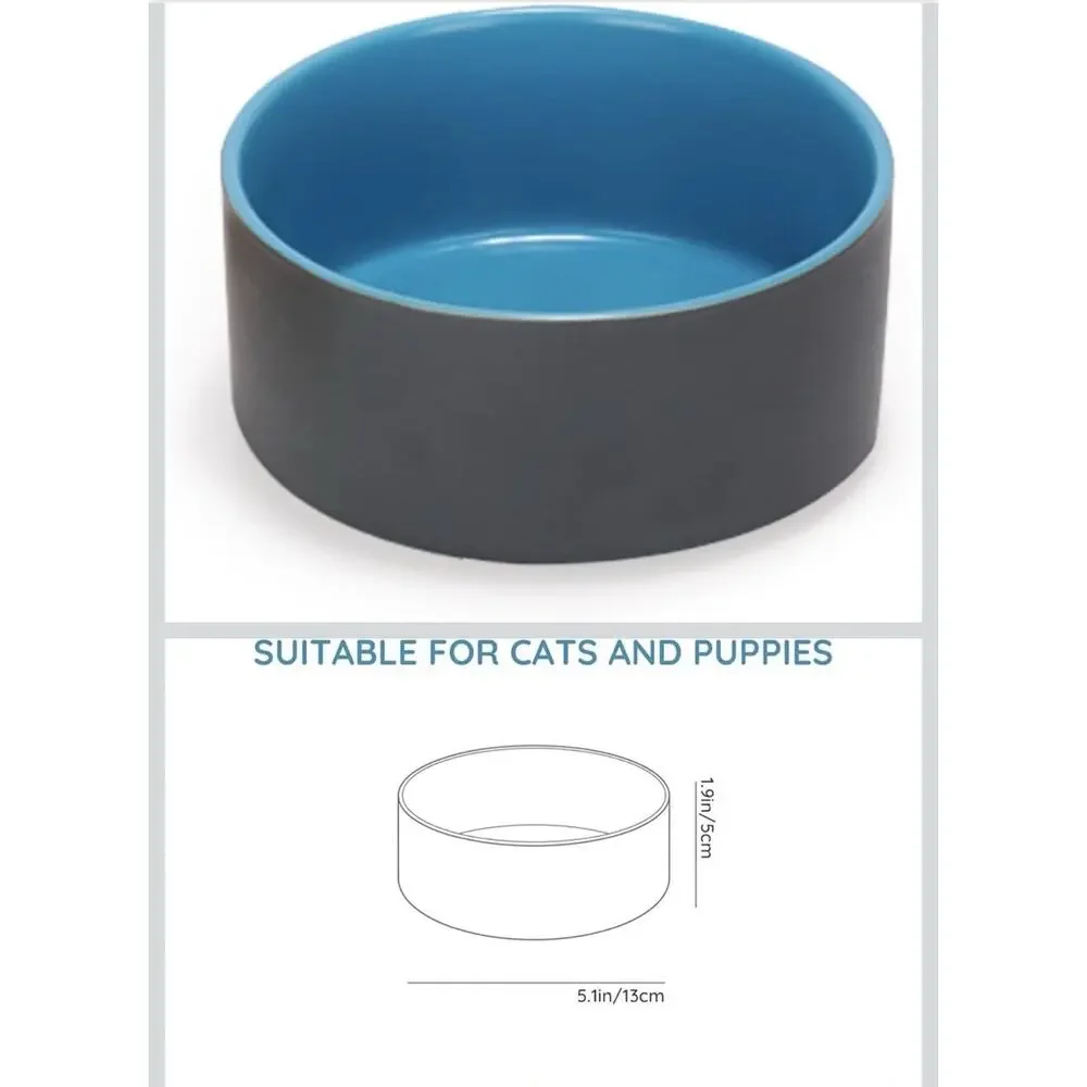 SPUNKYJUNKY Ceramic Dog Cat Bowl 13.5oz Weighted Pet Food Water Dish
